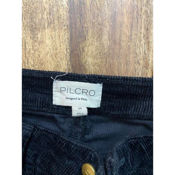 Pilcro by Anthropologie Black Gray Icon Flare Corduroy Pants Jeans Size 29 - Picture 7 of 7